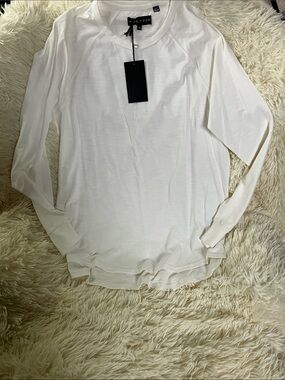 Five Four Cream-White Long Sleeve Crewneck Top